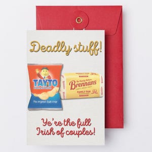 Cartão de felicitações de noivado/casamento da Tayto Crisps & Brennans Bread
