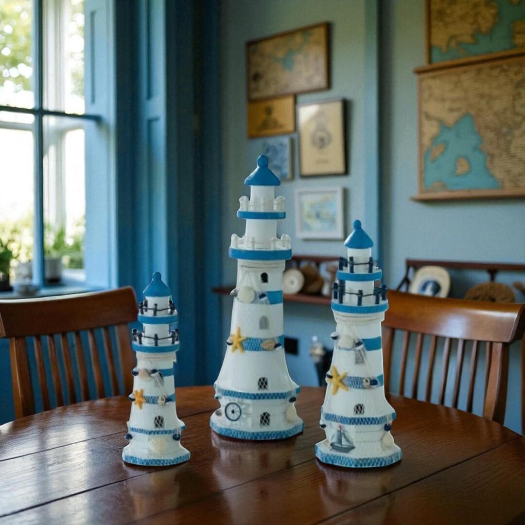 Handcrafted Wooden Lighthouse Decoration – Coastal Home Decor ...