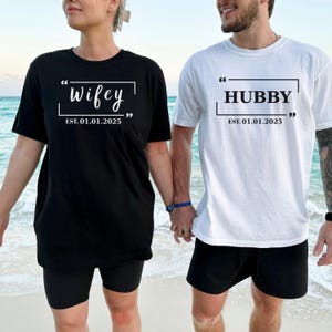 Wifey and Hubby Shirt, Wedding Party Shirt, Honeymoon Shirt,Wedding Shirt,Wife and Hubs Shirts, Just Married Shirts, Matching Couple Shirt