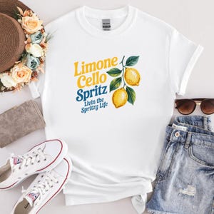 Shirt limoncello spritz Gildan, cocktailt-shirt citroen, zomerfeest top, vintage citrus graphic, Italiaans drankje T-shirt uniseks, cadeau voor haar hem
