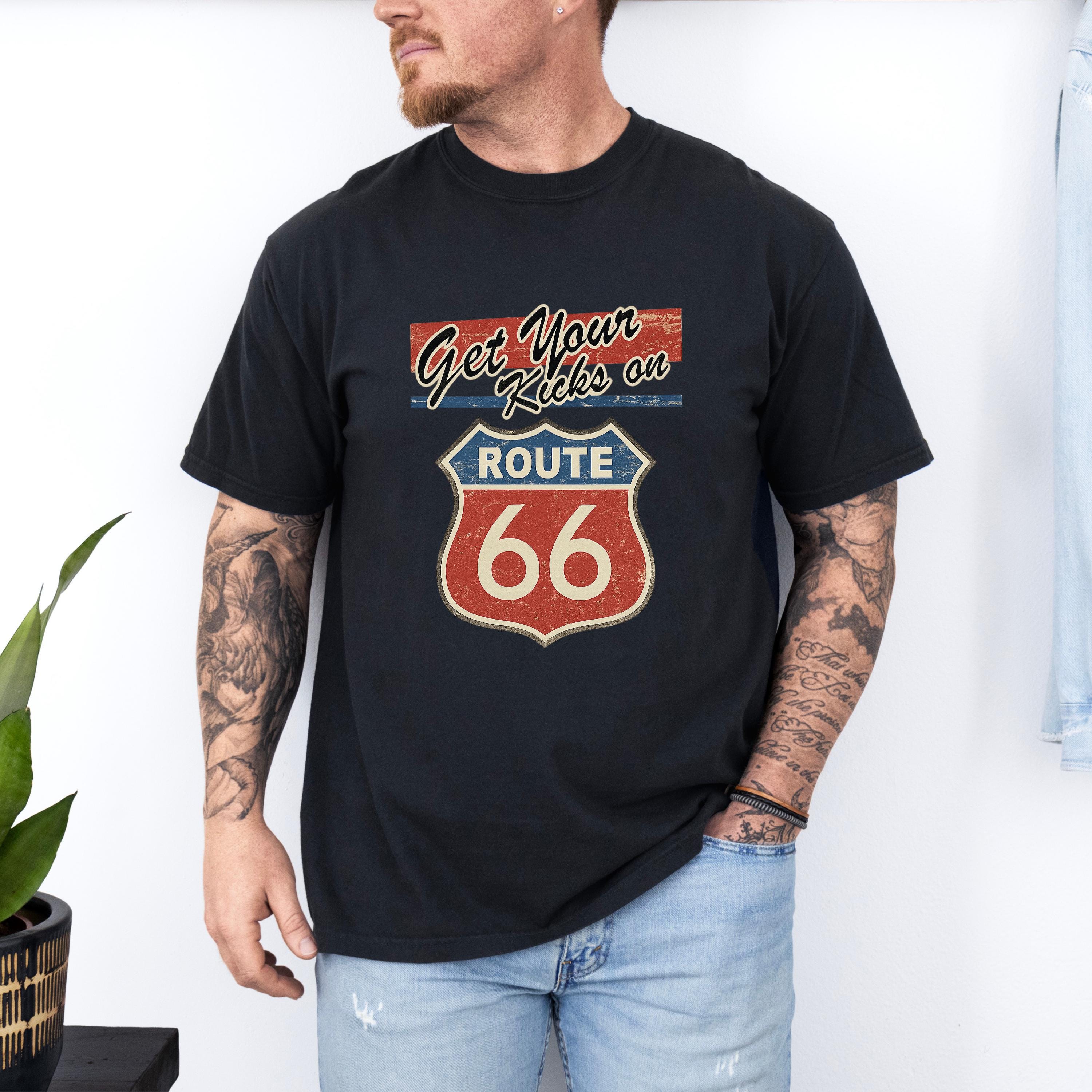 T-shirt Blanc Route 66 - Chicago Via US 66 Vers Los Angeles - Taille L - Fruit Of The Loom