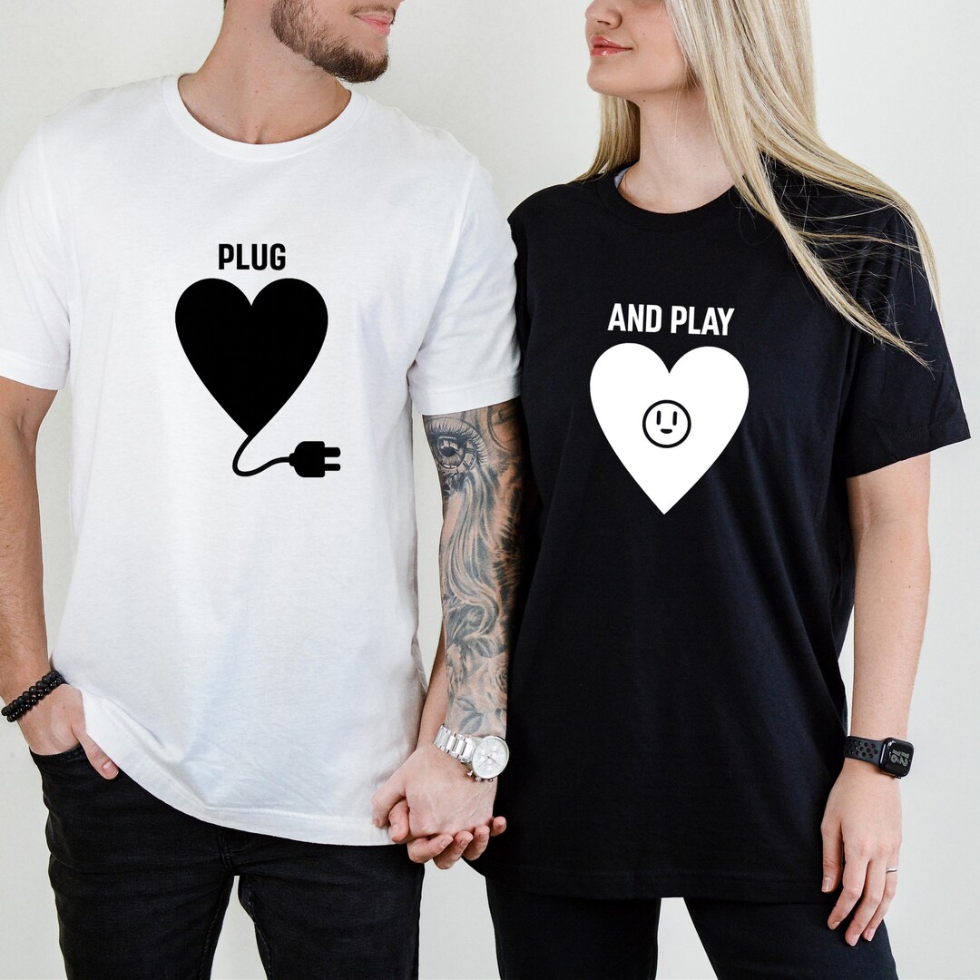 Plug and Play Matching Couple T Shirts Set | Funny Couple Shirts for ...