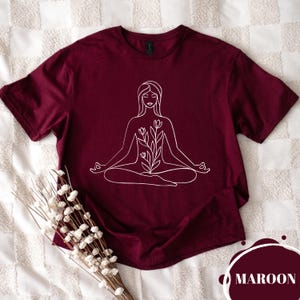 Yoga Line Art T-Shirt - Meditating Women Minimal T-Shirt  Personal Care Spiritual T-Shirt - Gildan 64000 Soft Unisex Relaxed Fit Mindfulness
