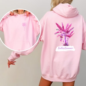 Beach Hoodie, Sandy Toes and Sunkissed Nose, Beach Sweater, Beach Sweatshirt, Pink Palm Tree Hoodie, Hibiscus Flower, Girls Beach Hoodie