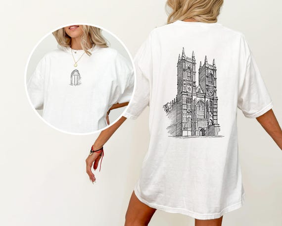 Gothic Architecture Comfort Colors Shirt – Vintage Cathedral Drawing Tee, European Travel Aesthetic T-Shirt, Historic Building Design Tee