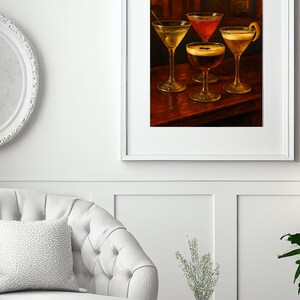 Elegant Cocktail Art - Digital Wall Art Download - Bar Decor - Martini, Cosmopolitan , Espresso Martini & Reverse Martini