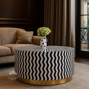 Wooden Round coffee Table/Handmade Bone Inlay Coffee Table/Center Table/Bone Inlay Table/ Coffee Table/Bone Inlay Cocktail Table.