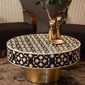 Wooden Luxury Bone Inlay Table/ Bone Inlay Coffee Table/Center Table/ wooden Table/Round Coffee Table/Bone Inlay Coffee Table/Cocktail Table
