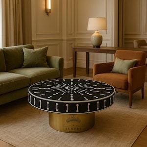 Handmade Bone Inlay Round Coffee Table: Floral Center Table