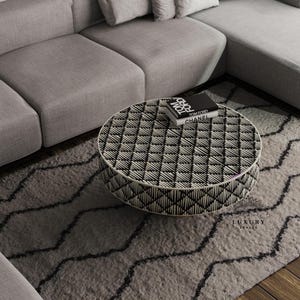 Mesa de centro de madera con incrustaciones de hueso/Mesa de centro redonda/Mesa central de madera/Mesa con incrustaciones de hueso/Mesa central floral azul/Mesa de cóctel con incrustaciones de hueso.