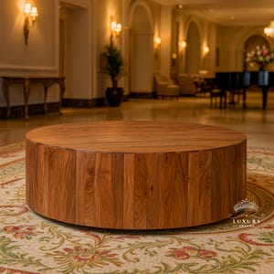 Handmade natural wooden Round coffee table | Wooden center table for living area | Modern cocktail table | Indian wooden luxury furniture.