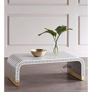 Bone Inlay Coffee Table/Modern Coffee Table Furniture/Bone Inlay Centre Table/Home & Office Waterfall Coffee Table/Wooden Laptop Table.