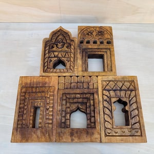Handmade Rajasthani Jharokha Wall Art: Carved Wood Picture Frame