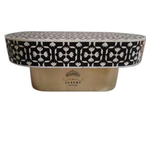 Mesa de centro oval com incrustações de osso feitas à mão/Mesa de centro oval de madeira, mesa de centro floral, mesa de coquetel com incrustações de osso.