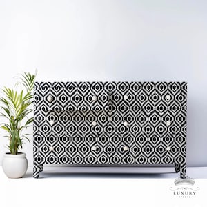 Bone Inlay Furniture Sideboard Unit. Bone Inlay Chest of 6 Drawer , 6 Drawer Dresser, Bone Moroccan Inlay 6 Drawers Chest of Drawers,