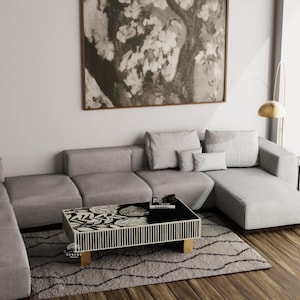 Mesa de centro con incrustaciones de hueso/Mesa de centro con incrustaciones de hueso/Muebles de madera con incrustaciones de hueso/Mesa de cóctel con incrustaciones de hueso, Muebles de decoración del hogar/Mesa de centro de madera.