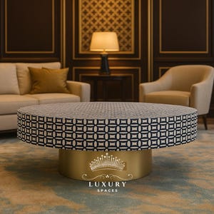 Handmade Bone Inlay Round Coffee Table: Floral Center Table