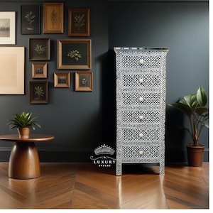 Bone inlay 6 drawer Dresser , Bone inlay chest of 6 drawer , Bone inlay sideboard , Bone inlay furniture , Bone inlay Cupboard,MOP Cansole,