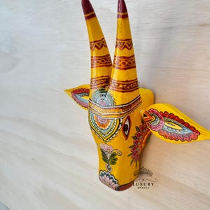 Handcrafted Mango Wood Cow Head Wall Decor: Ethnic Indian Nandi Art