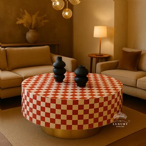 Round Wooden Bone Inlay Coffee Table/Center Table/Bone Inlay Table/ Coffee Table/Bone Inlay Cocktail Table/ wooden coffee table .