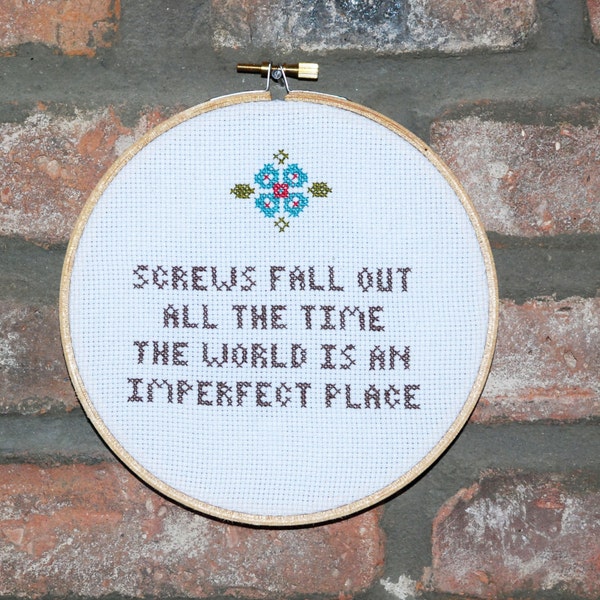 Breakfast Club Cross Stitch with Hoop- Judd Nelson Quote