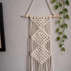 Macrame Wall Hanging – Natural Boho Wall Decor, Handmade Cotton Rope, Long Bohemian Home Accent