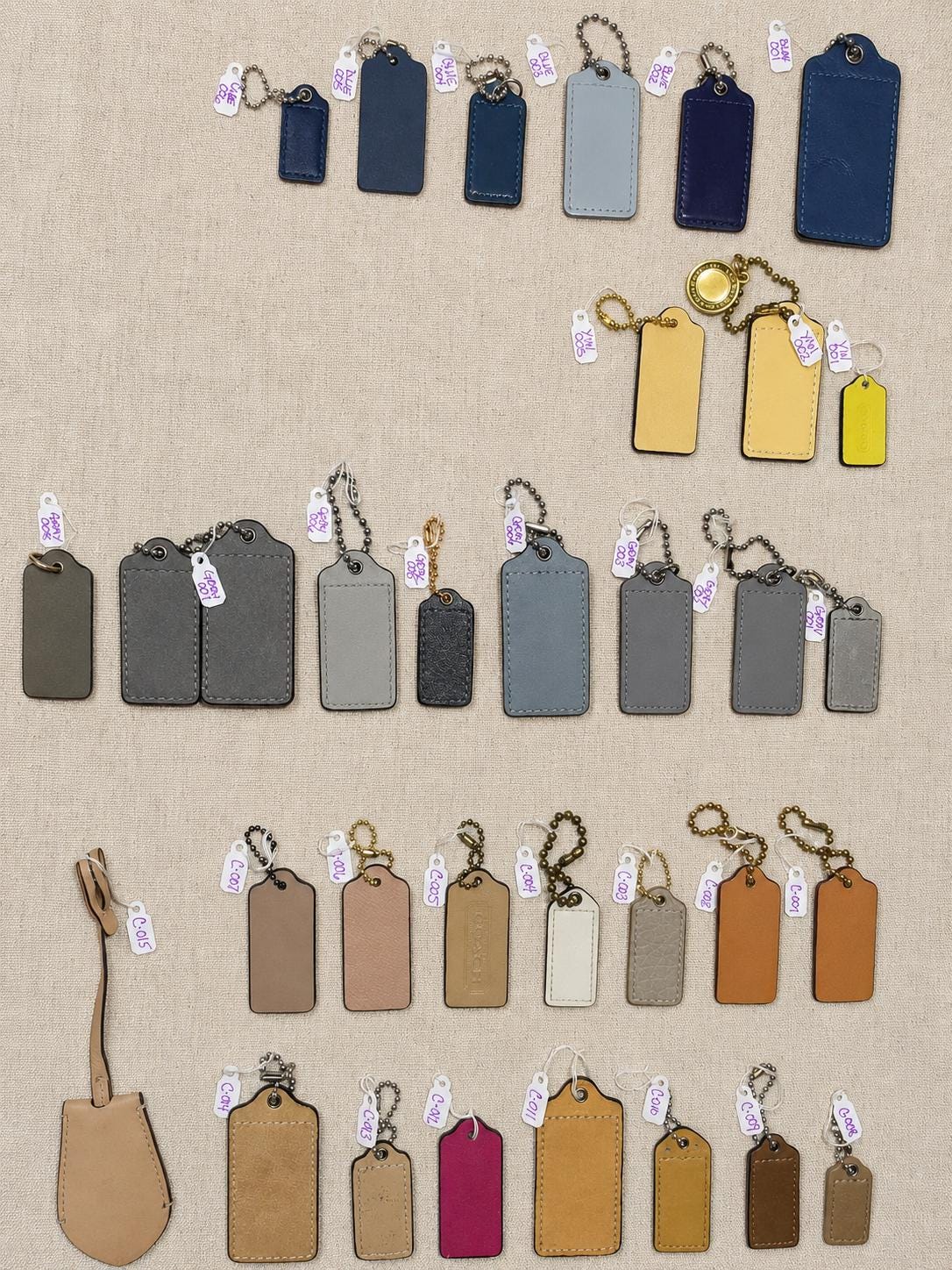 Individual Vintage Coach Bag Tags and Charms..assorted Sizes