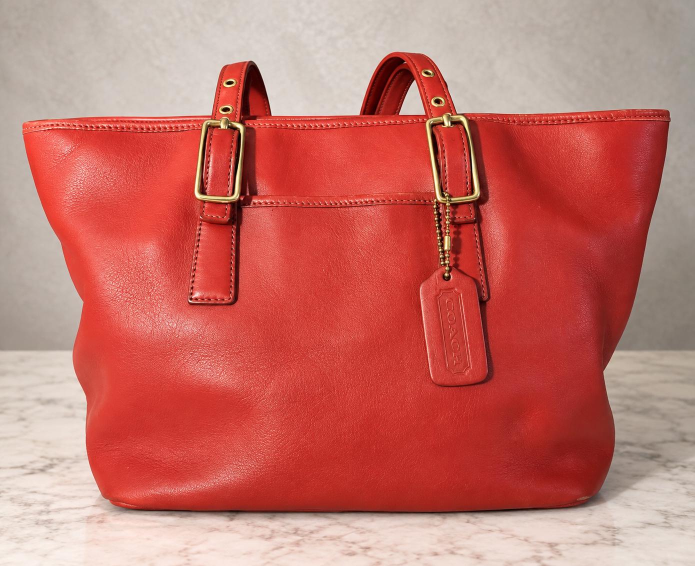 Vintage Coach 9347 Red Leather Tote Bag 2002 Y2K Shoulder Purse