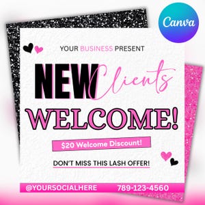 Folleto para nuevos clientes, folleto de bienvenida para nuevos clientes, folleto de reserva de trenzas, pestañas, instalación de pelucas, maquillaje y uñas, reserve ahora, folleto de citas para realizar usted mismo
