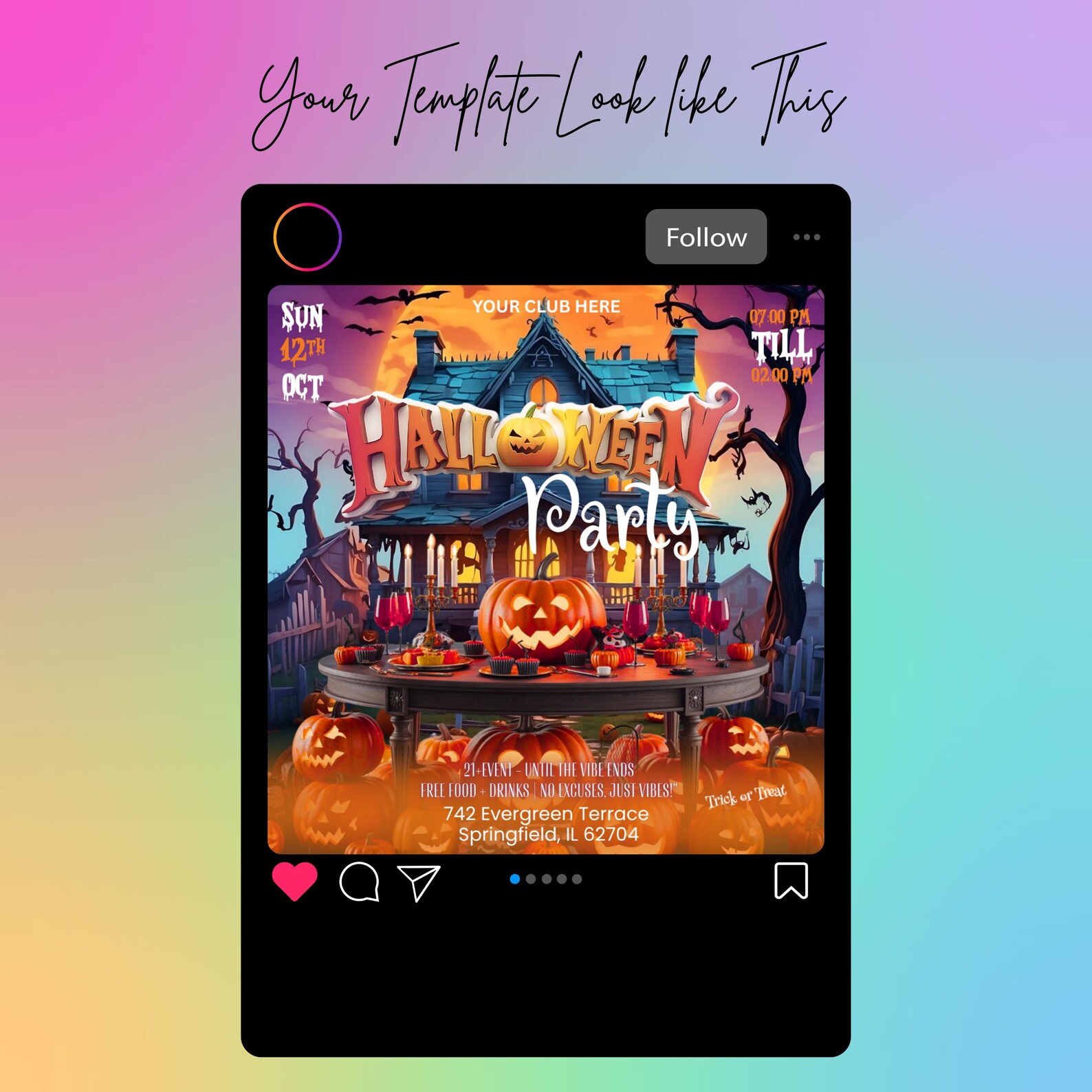 Halloween Party Flyer: Editable Canva Invitation Template (digital ...