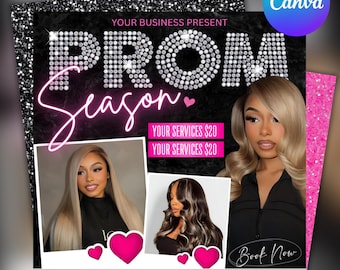 Prom Booking Flyer: Editable Canva Template for MUA, Lash & Nail Techs (Digital Download)