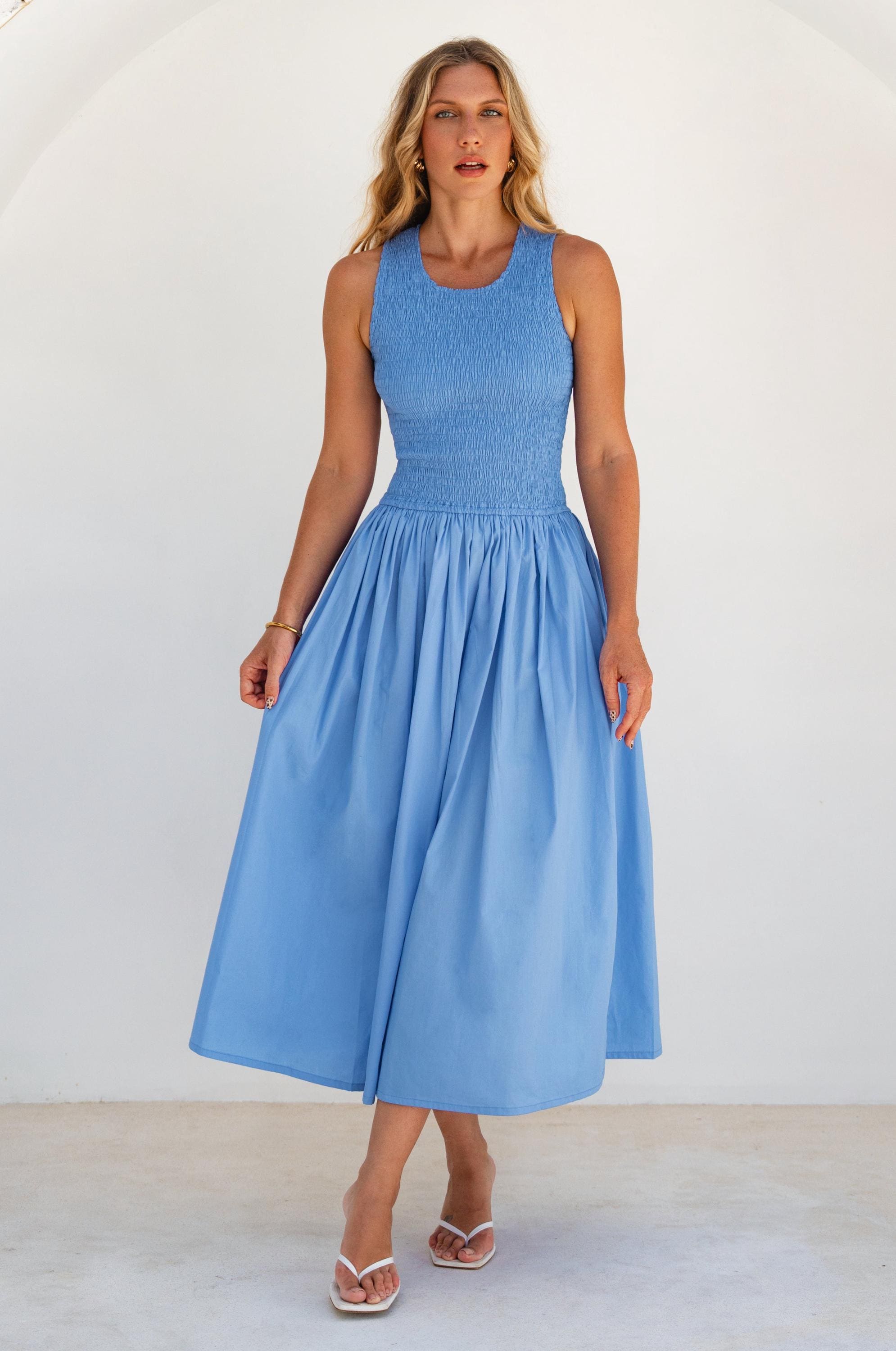 beige shoes with blue dress Mini Cordelia Dress in Trellis Foulard 2T main image 1