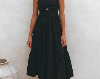Rafaela Strappy Linen Midi Dress