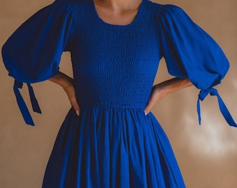House of Harlow 1960 Blue Smocked Baby Doll Linen Blend Mini Dress Medium  Summer - Etsy Canada