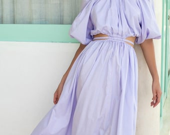 Eva Poplin Cotton Cutout Midi Dress (Sale)