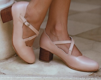 Lotus Criss Cross Leather Heels