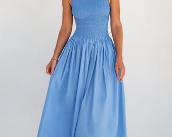 Lucciola Smocked Cotton Midi Dress