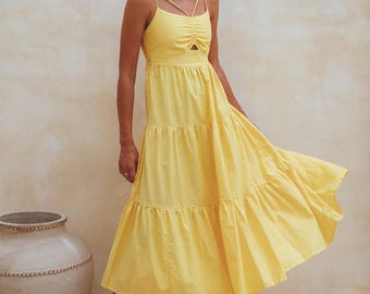 Rafaela Strappy Linen Midi Dress