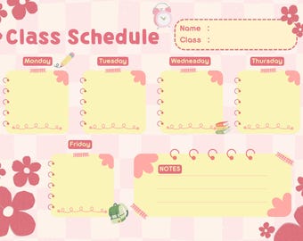 Class Schedule Planner | Student Weekly Timetable | Instant Download