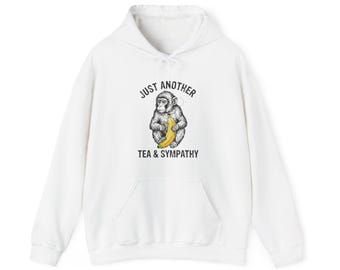 Tea & Sympathy Hoodie: Unisex Monkey Sweatshirt, Cozy Lounge Wear
