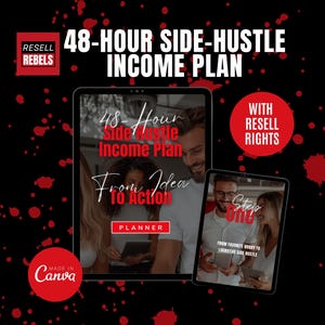 Side-Hustle Income Plan | Canva Vorlage | 54-seitiger Wochenplan | PLR | MRR | Digitales Produkt | Master Weiterverkauf Rechte Bildung | dfy | Einbrennbar