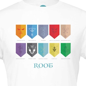 Root Board Game T-Shirt | Unique Faction Badges (inspired by the board game)