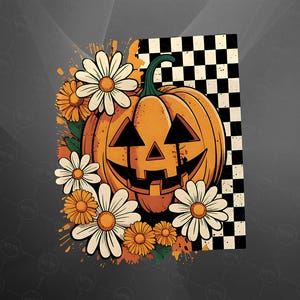 Floral Pumpkin PNG, Halloween Pumpkin with Flowers PNG, Daisy Pumpkin Clipart, Fall Aesthetic Pumpkin Digital Download