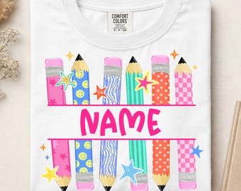 Custom Name Sports Pencil Ready To Press DTF, Preppy Teacher DTF Transfer, Back to School DTF Print, Personalized Football Teacher Iron On
