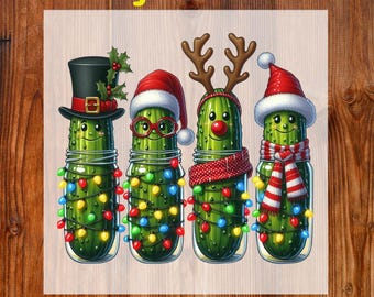 Funny Christmas Pickle Tree Ready To Press DTF, Christmas Cute Holiday Cucumber DTF Transfer, Pickle Lover Dtf, Pickles Jars Xmas Shirt Dtf