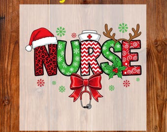 Christmas Nurse Ready To Press DTF, Nurse Coquette Christmas DTF Transfer, Retro Christmas Print, School Nurse Christmas Dtf, Christmas Bow