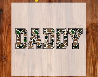 Retro Camo Daddy DTF Transfer, Daddy Duck Hunting Ready To Press, Old School Camo DTF Print, Trendy Camouflage Shirt DTF Transfer, Iron On