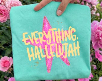 Everything Hallelujah Ready To Press DTF, Trendy Summer DTF Transfer, Retro Christian DTF Print, Brushstroke Summer Dtf, Jesus Faith Iron On