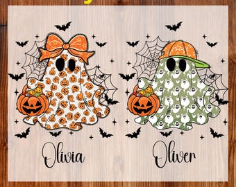 Personalized Halloween Ghost Ready To Press, Boy Girl Halloween DTF Transfer, Custom Kids Name DTF Print, Pumpkin Camo Ghost Dtf, Spooky Dtf