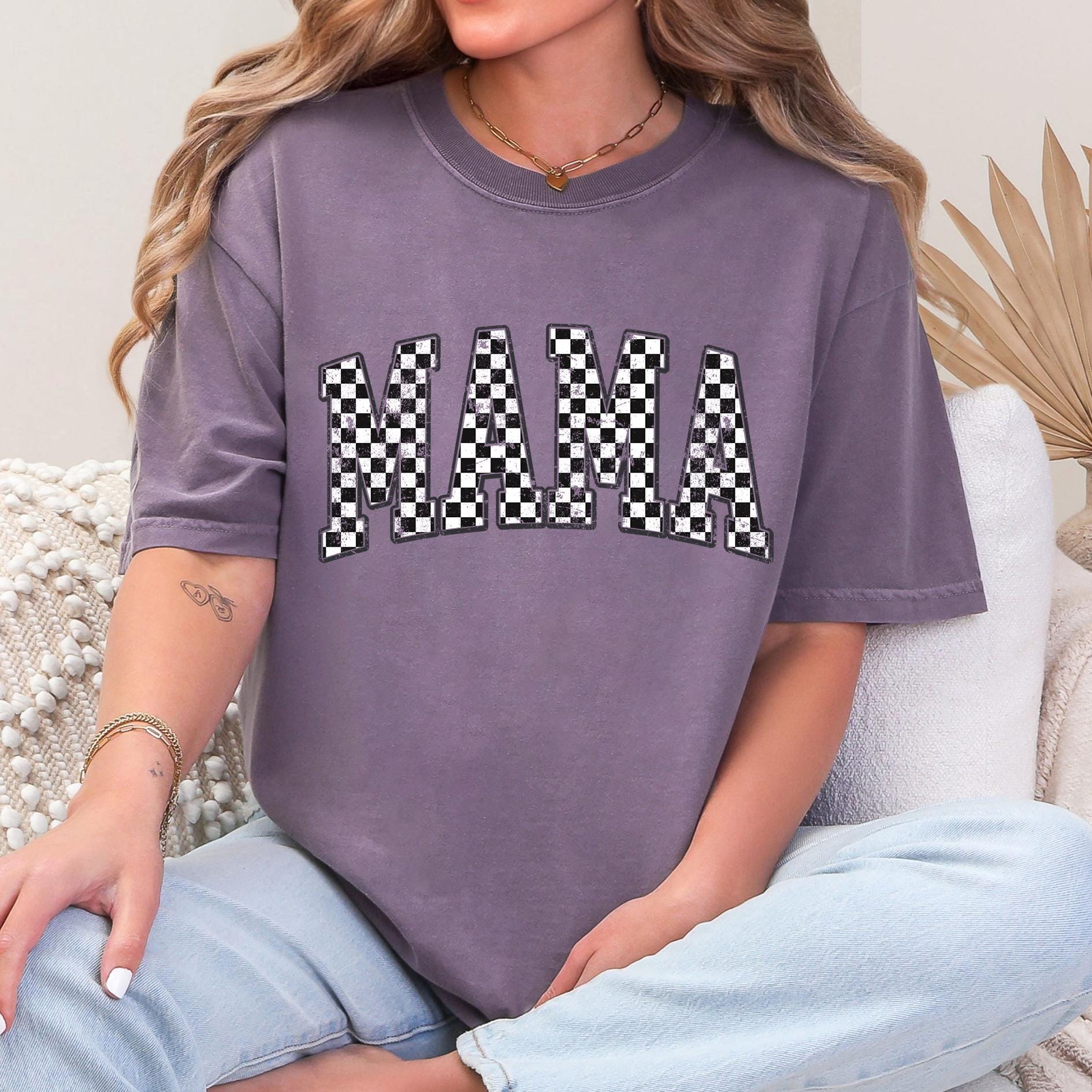 Retro Checker Mama Ready to Press DTF, Distressed Checkered Mama DTF ...